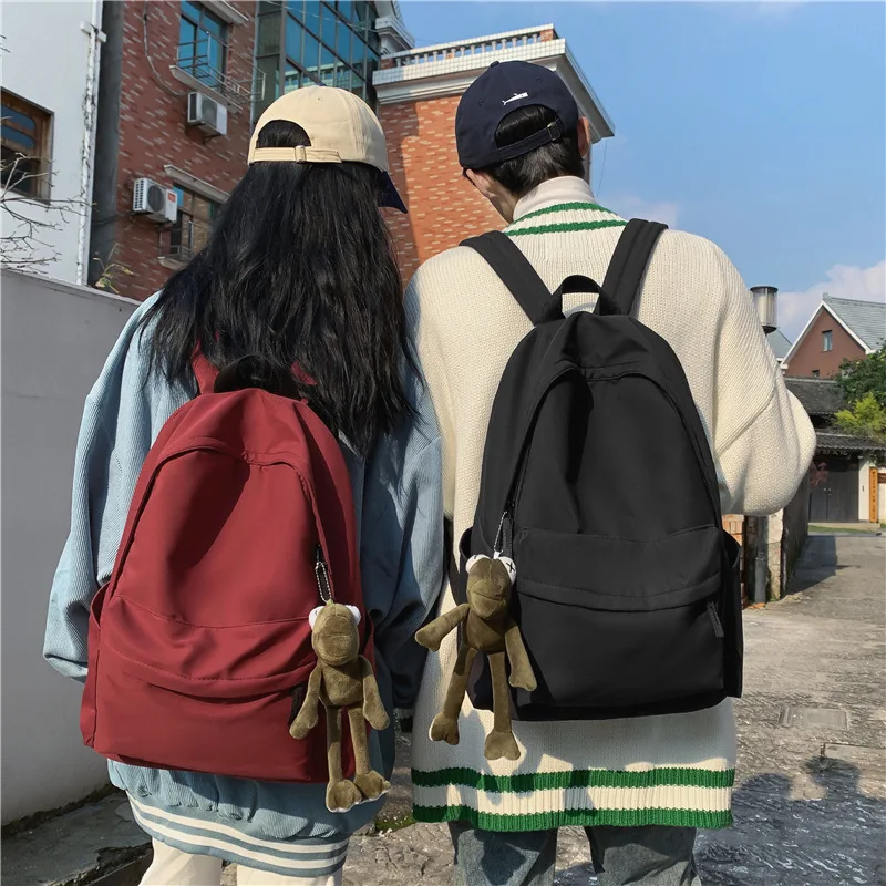 Women Backpack School Solid Waterproof Nylon Black Drop Shipping Kawaii Teenager Girls Travel Zipper Laptop Bag Female Bookbag