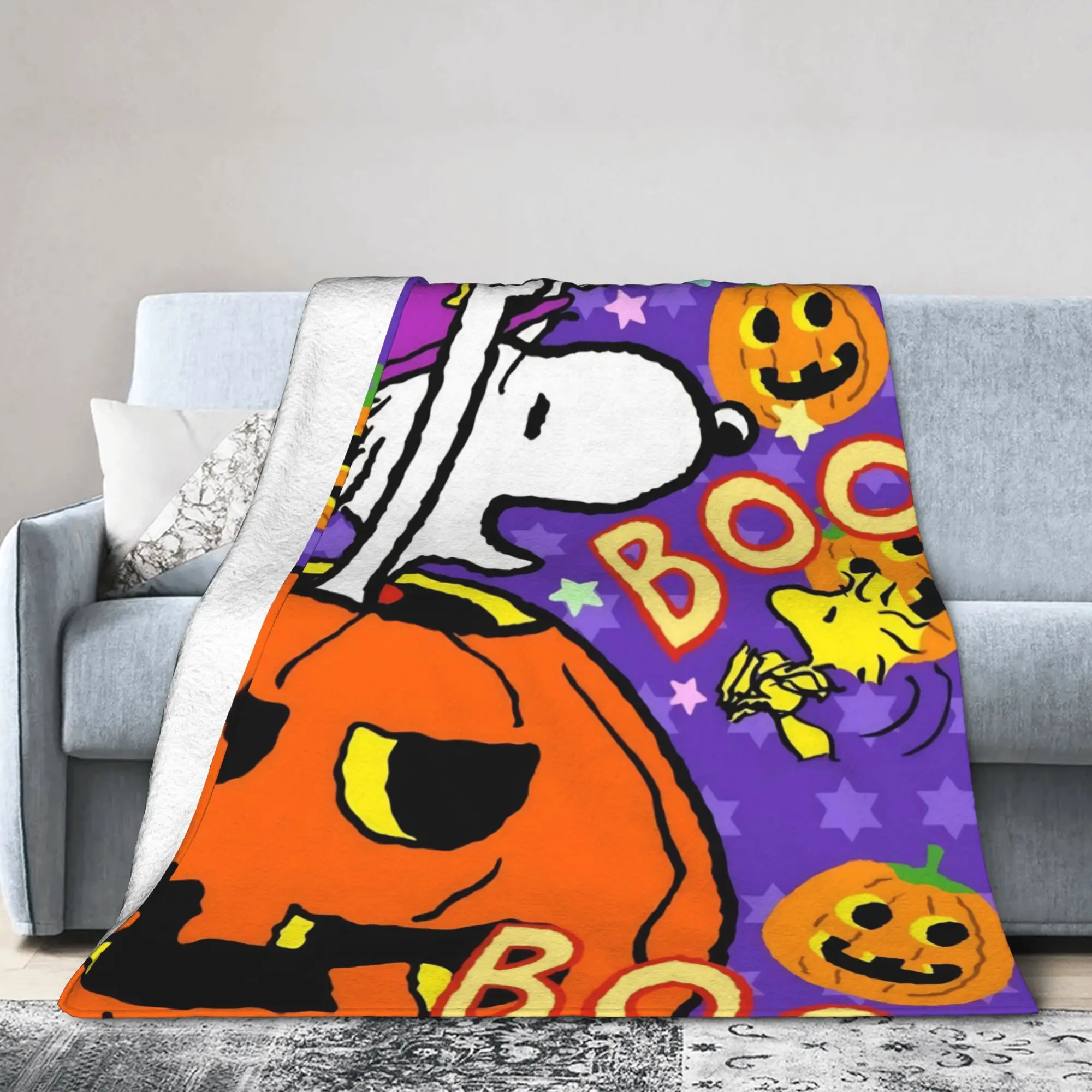 Halloween Snoopys Blankets Pumpkin Boo Flannel Throw Blanket Bed Sofa Decoration Soft Warm Bedspread