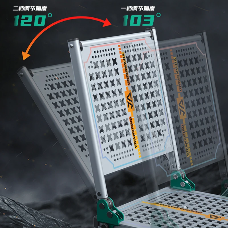 كرسي صيد محمول قابل للطي خفيف الوزن إطار من الألومنيوم قابل للتعديل ارتفاع مبطن مقعد التخييم قضيب حامل حامل الكأس في الهواء الطلق #4