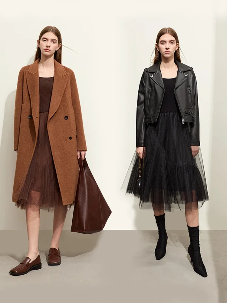 Amii minimalista vestido feminino 2025 primavera novo francês vintage gola quadrada retalhos malha falso duas a linha vestidos femininos 12324040