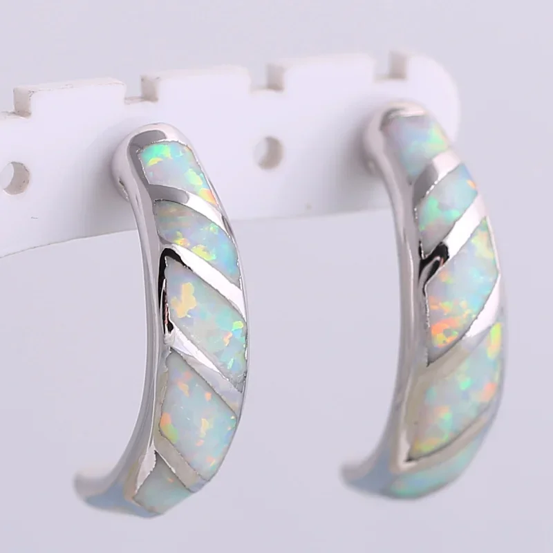 JLE1517 New White and Blue Opal  with Zircon Fashion Earrings Ladies Jewelry Gifts for Shopping