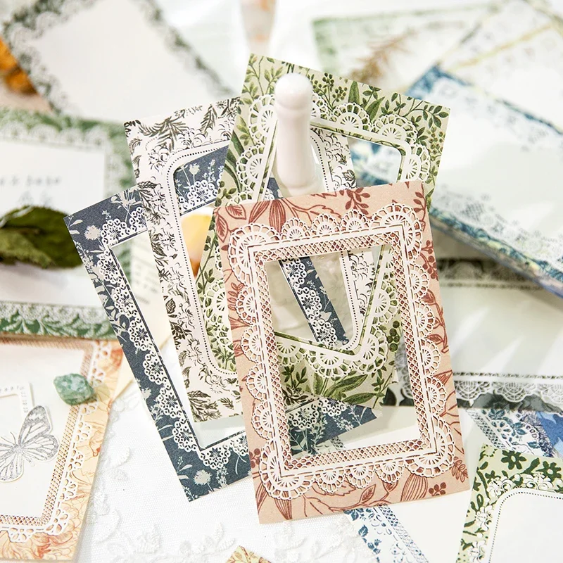 40 Vellen Bloemen Frame Kant Materiaal Papier Literaire Grens Foto Notitieboekjes Vlam Rose Schoolbenodigdheden Scrapbooking