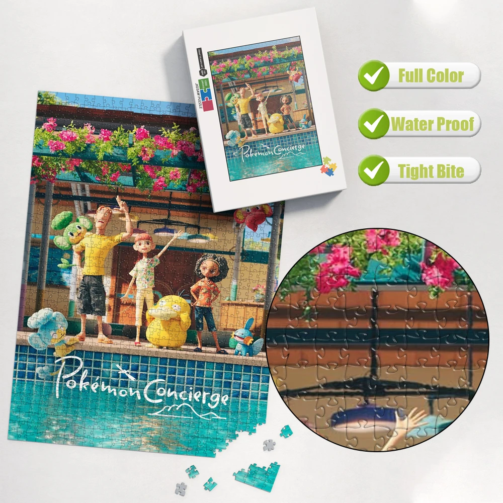 Family Leisure Interactive Games Pokemon Concierge Poolside Scene 1000 Pieces Puzzles Educational Toys for Children Adults Fun