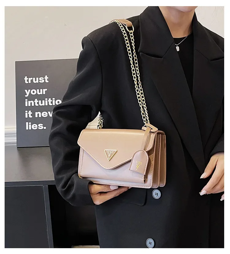 European and American popular inverted triangle logo small square bag for women, 2024 new high-end single shoulder crossbody bag