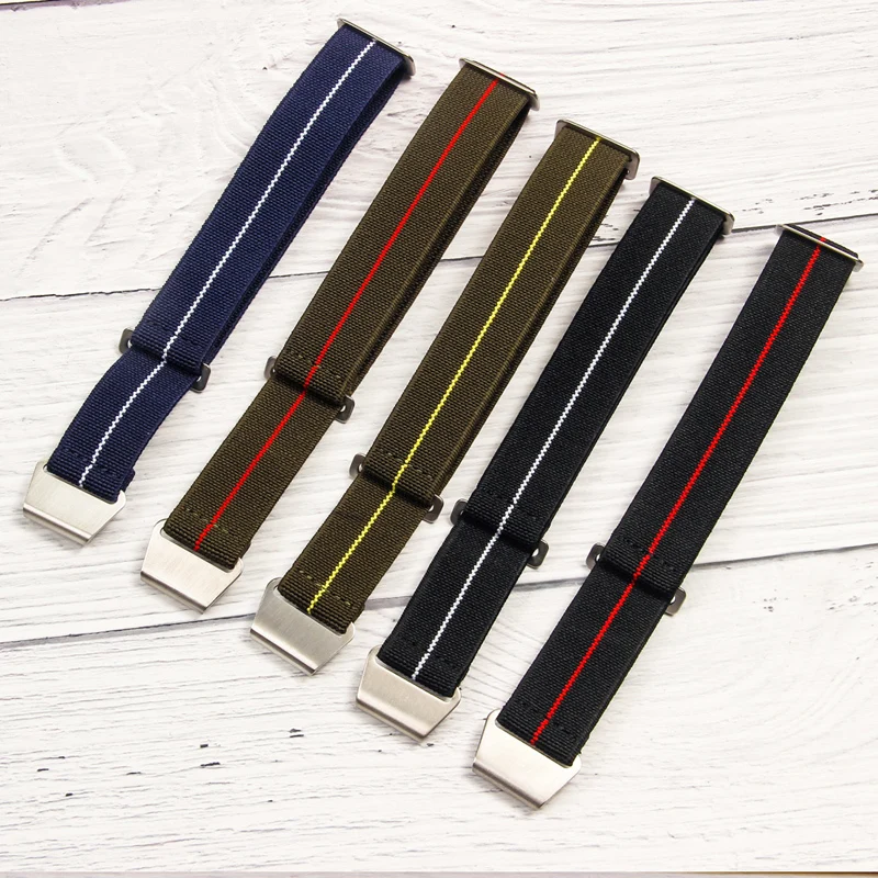 For Tudor Qicheng Black Bay Small Red Flower Water Ghost Rolex Series Parachute Bag Elastic Exquisite Nylon Strap 18 20 22mm