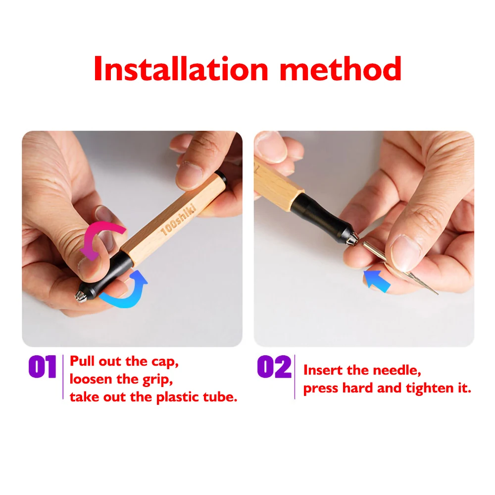 Pottery Tools Stainless Steel Clay Tools Clay Texture Carving Knife Replaceable Head Wooden Handle Ceramic Carving Pen