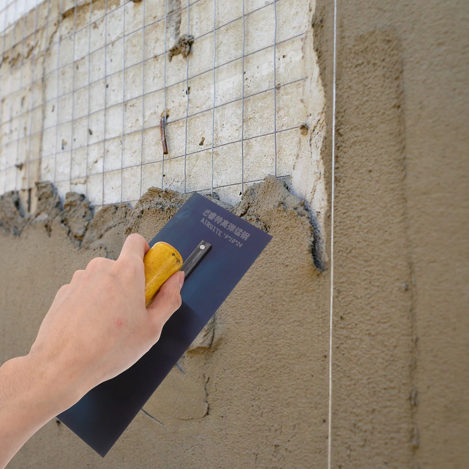 

Wood Handle Plaster Trowel Carbon Steel Finishing Tool for Concrete Wall Smoothing and Seam Filling Multifunctional Masonry Hand