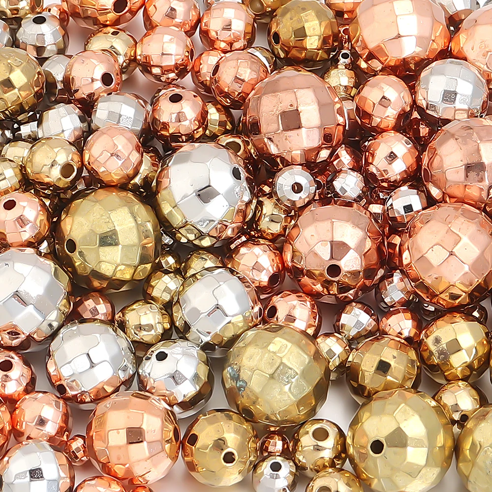 20-200pcs/lot 4-14mm Faceted Round Ball Beads CCB Beads Loose Spacer Beads For Jewelry Making DIY Necklace Bracelet Accessories