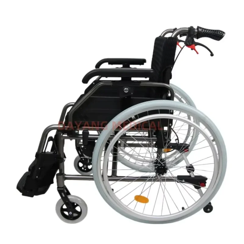 Lightweight Aluminum Alloy Manual Wheelchair Portable Folding Design with Handbrake for Elderly and Disabled Mobility Aid