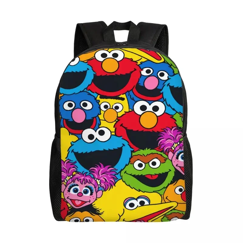 Sac à dos personnalisé Sesames Street Cookie Monster pour hommes et femmes, cartable à la mode pour l'école, le collège, Happy Elmo Bags