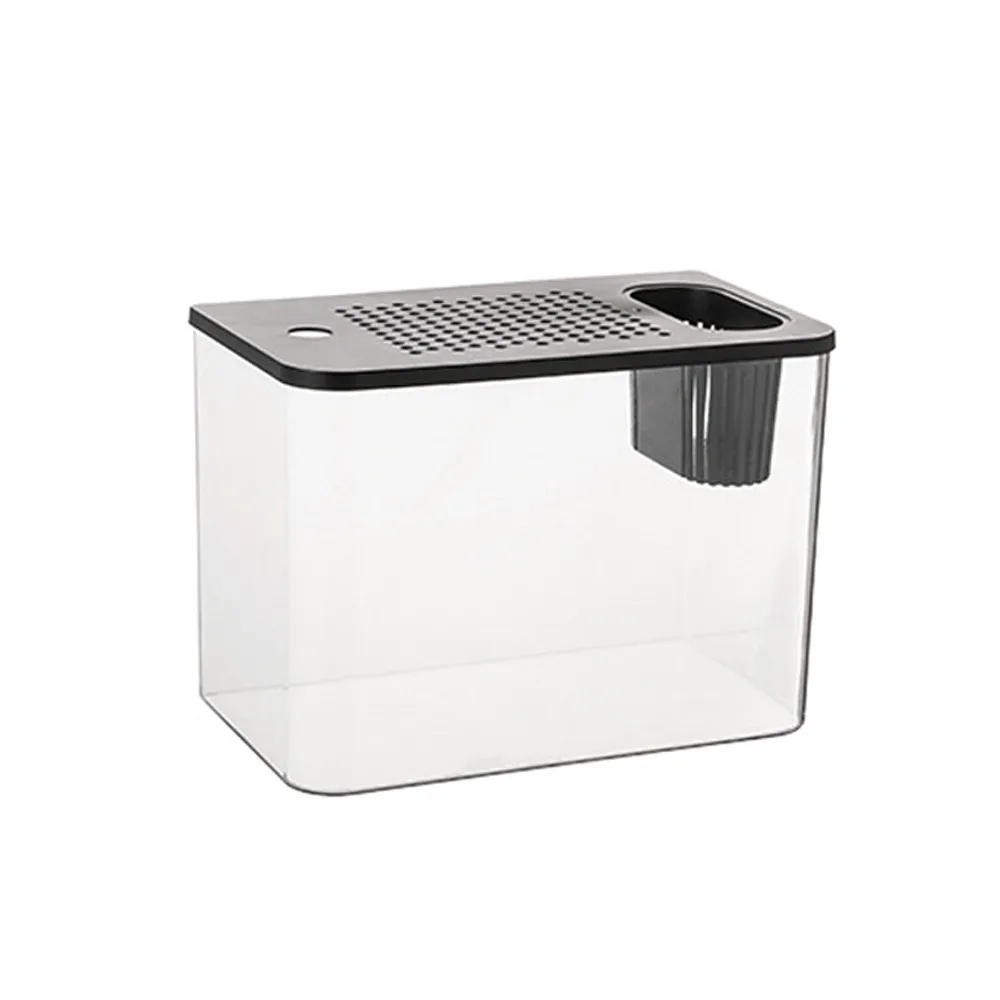 

Creative Transparent Fish Tank with Lid Drop Resistant Turtle Tank Small Betta Aquarium Tank For Home Decorative