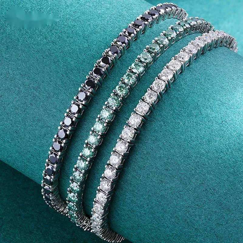 

TY 3/4/5mm Pass Diamond Test Moissanite Tennis Bracelets for Women Men Original 925 Sterling Silver Bangles with Certificate