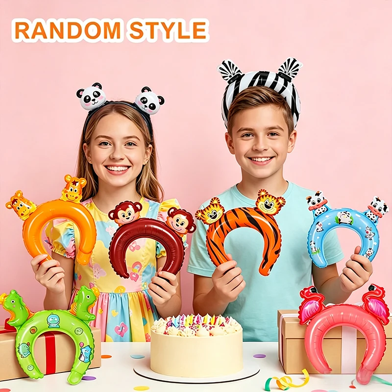 25 Stück Doppelkopf-Tierkopfband-Folienballons für Kindergeburtstage, Feiertage, Verkleidungspartys, Dekoration, Fotobox, Schulparty-Zubehör