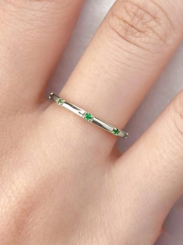 925 فضة الزركون الخيزران المشتركة المألوف خاتم بسيط للنساء المشاركة الزفاف الفاخرة عالية الجودة غرامة مجوهرات