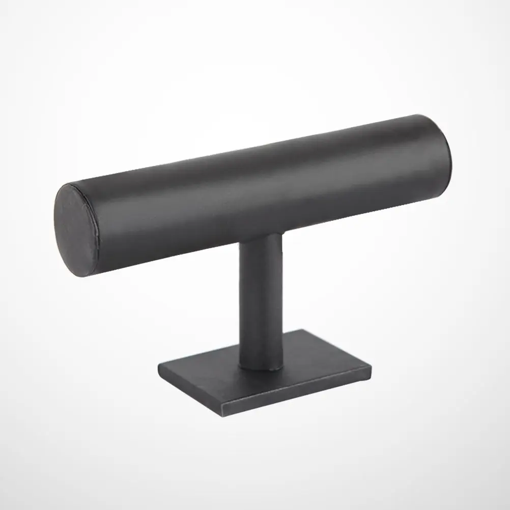 Black PU Surface Bracelet Holder T-Shaped Display Rack Jewelry Organizer Stand Bangle Watch Storage Bracelet Tube Holder