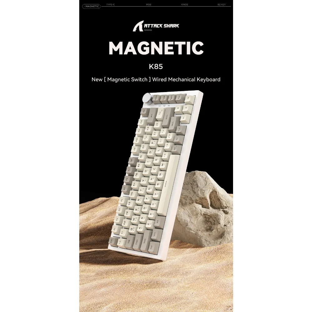 

Attack Shark K85 Magnetic Shaft Korean Mechanical Keyboard Customised RT Mode Adjustable Key Hot-swappable Range Gasket Esports
