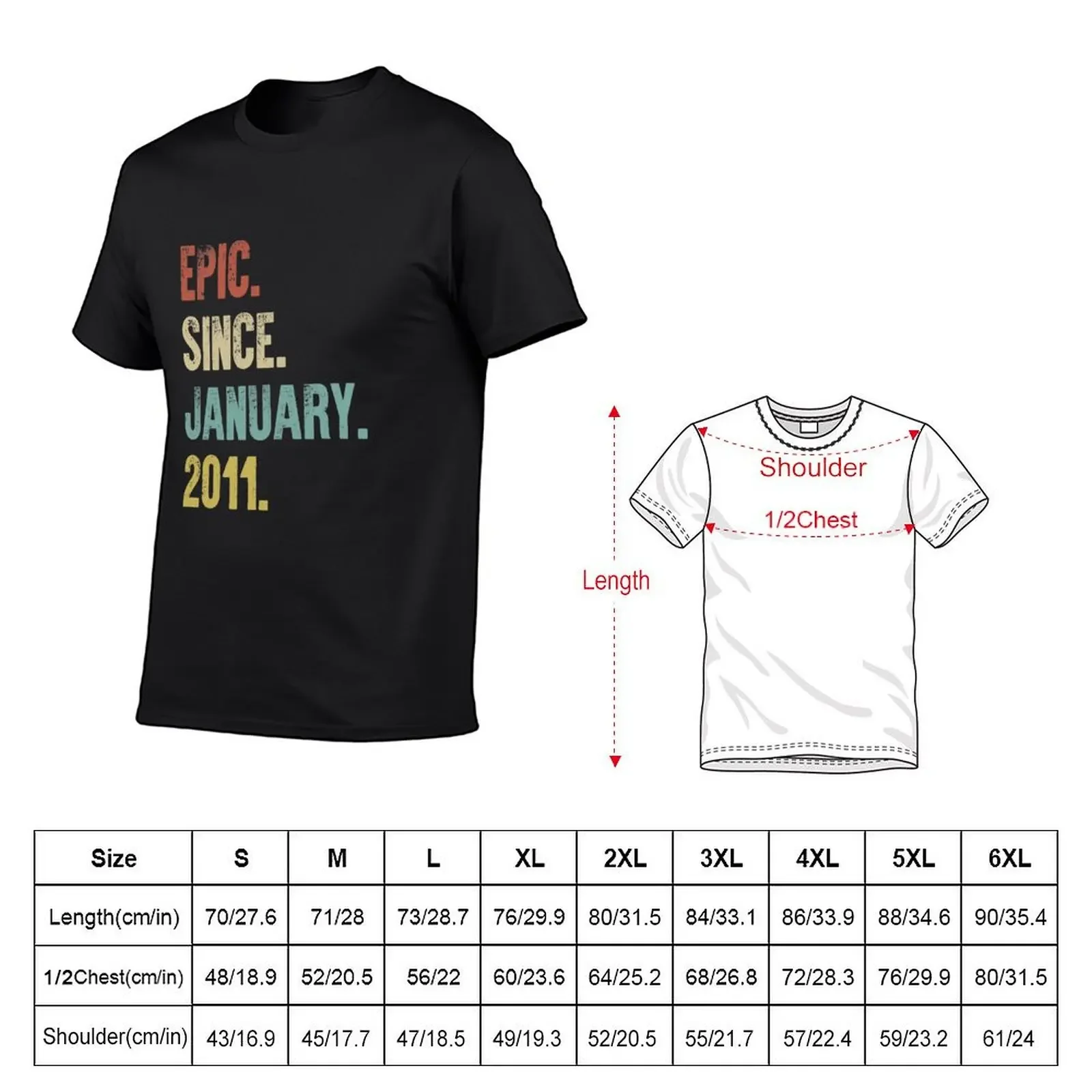 Retro Vintage 10th Birthday Epic Since January 2011 T-Shirt cute tops custom t shirt vintage mens t shirts casual stylish