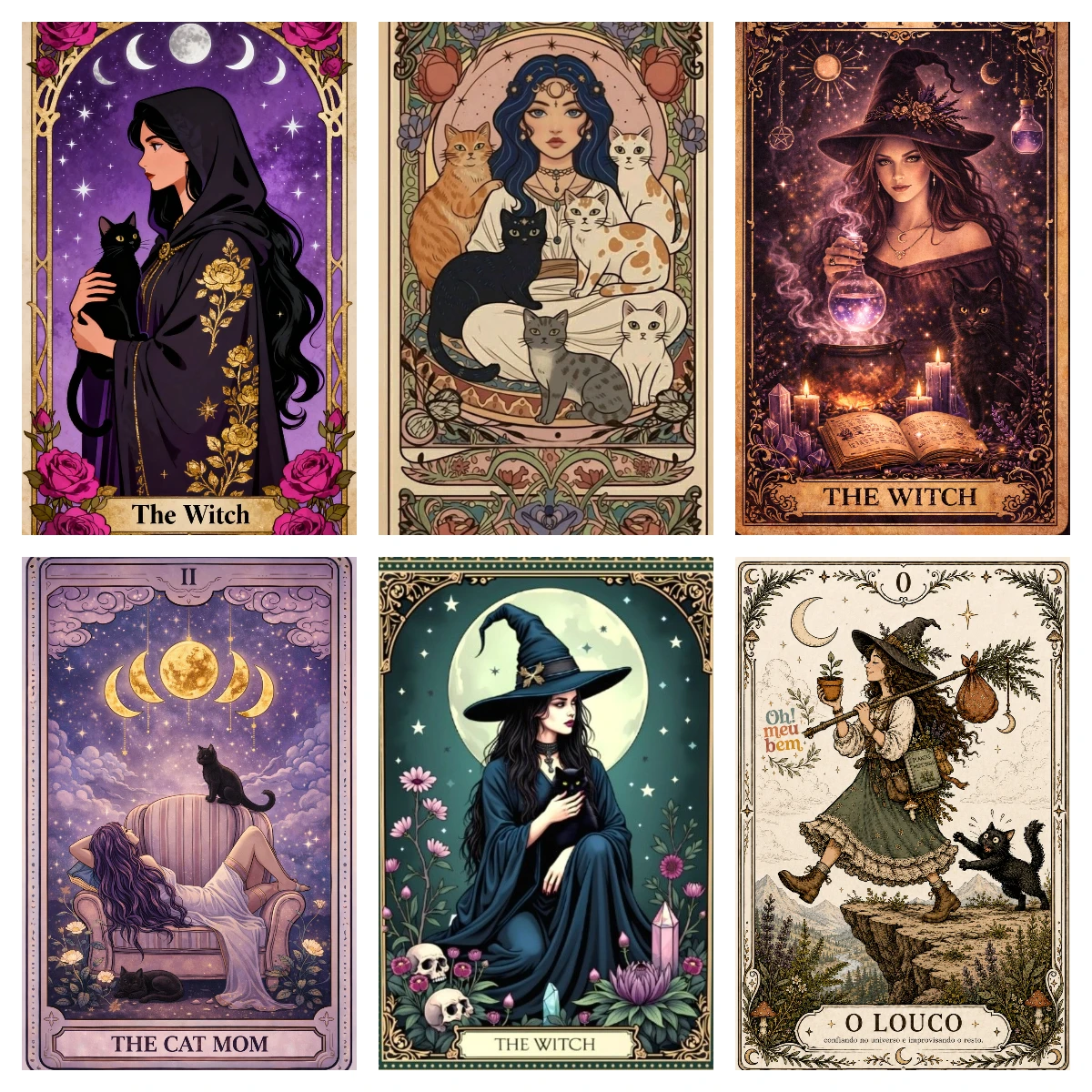 DIY Vintage Tarot Witch Black Cat Magic Fantasy Diamond Painting Mosaic Handmade Art Exquisite Home Decoration