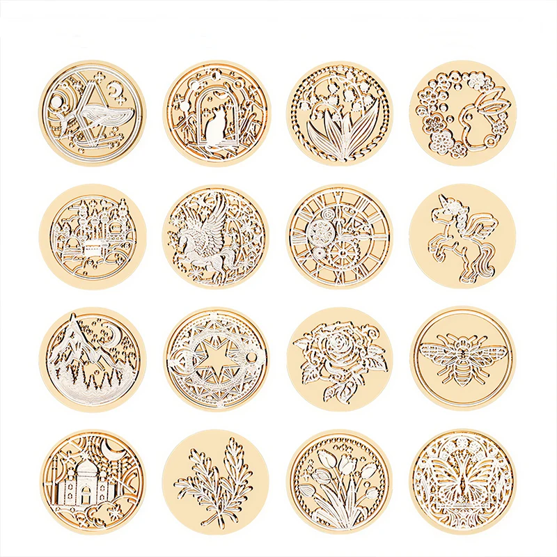 Star Sky Lotus Rose Pattern Wax Seal Stamp Retro Sealing Wax Stamp Replace Head Flowers Leaf Decorate Gift