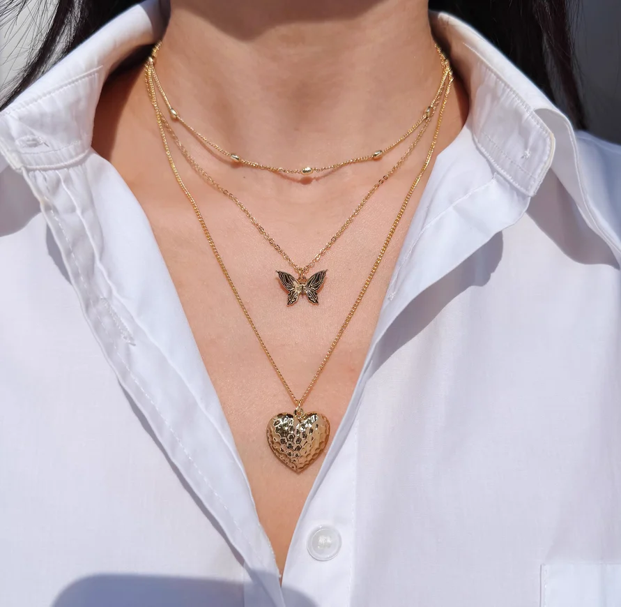 Foreign trade jewelry niche senior Flash diamond pendant necklace texture love sweater chain