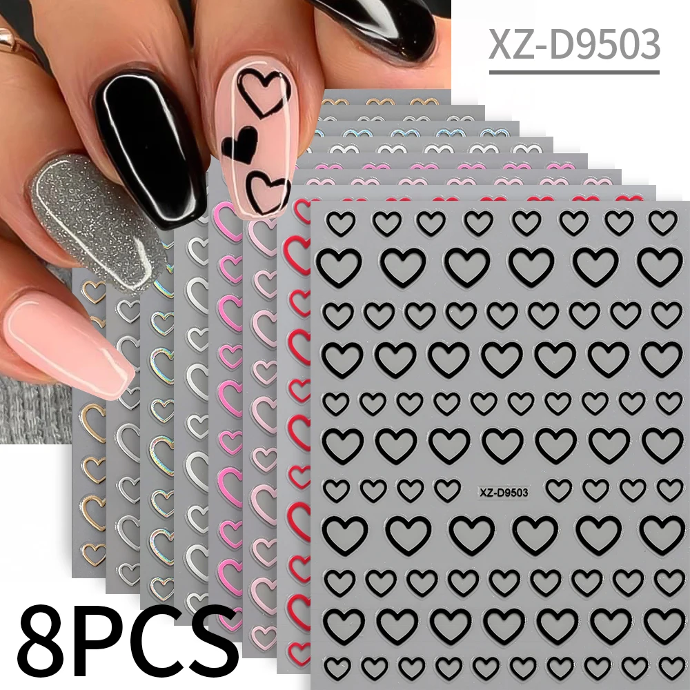 8 stks/set 3D Mix Kleuren Y2K Sterren Nagels Stickers 8*10 cm Vijfpuntige Ster Nail Decals Zelfklevende Starlight DIY Nagelbenodigdheden 1