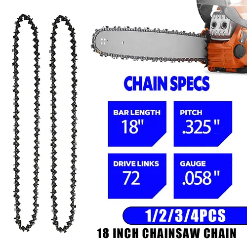 Imagen 1 del producto 1/2/3/4 Uds 18 pulgadas 72 enlace de transmisión 36 cortador 0,325 ""paso.058"" cadena de sierra de motosierra para poda herramienta de carpintería de jardín