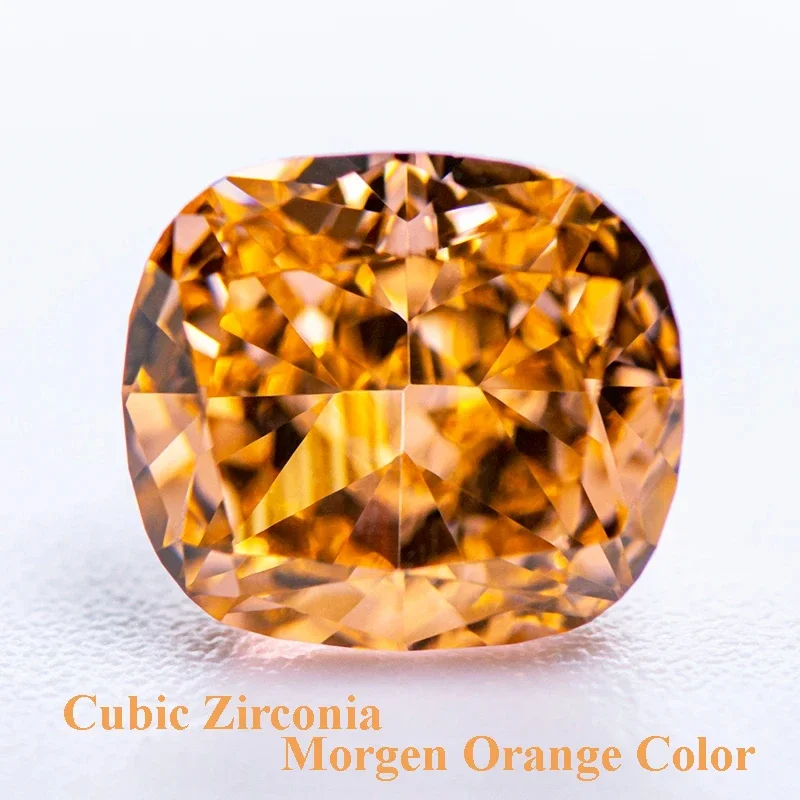 

Cubic Zirconia Crushed Ice Cut Cushion Shape Morgen Orange Color Charms Beads for Diy Jewelry Making Materials No Certificate