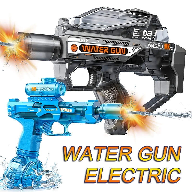 Electric Water Gun Toy Kids Water Squirt Gun with Lights and Sound Automatic Continuous Firing Watergun Beach Pool Outdoor Toy