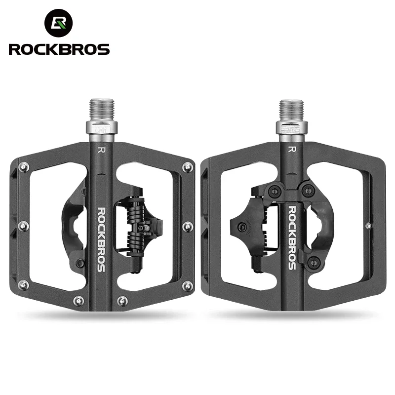 Rockbros mtb pedal de bicicleta spd auto-travamento pedais de corrida de bicicleta estrutura pedais de bloqueio de alumínio selado rolamento bicicleta spd pedal