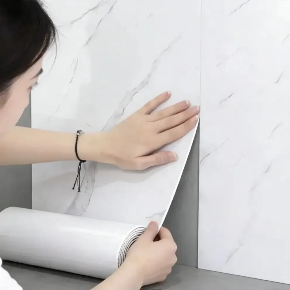 Wholesale 5/10 Rolls Self-Adhesive Marble Wallpaper Waterproof Foam Imitation Tile PVC Stickers for Home Shop Office Wall Ghana