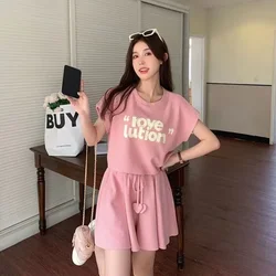 Women's Short Sets 2 Pieces Korean Style Casual Two-piece Female Shorts Top And Bottom Stylish Hot Promotion New In Matching