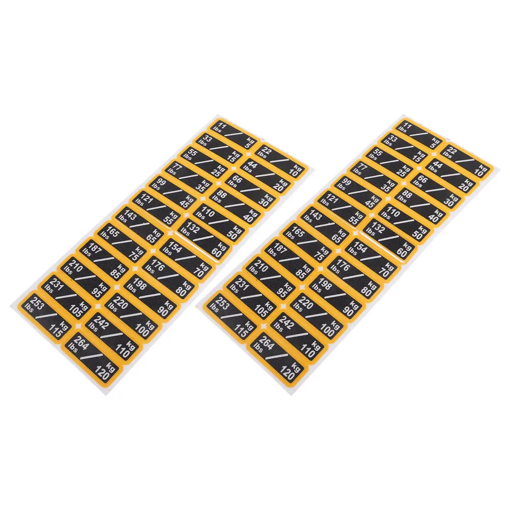 

2 листа самоклеящиеся наклейки для стека веса, водонепроницаемые этикетки для тренажерного зала, силовые тренировки, наклейки с номером блока веса