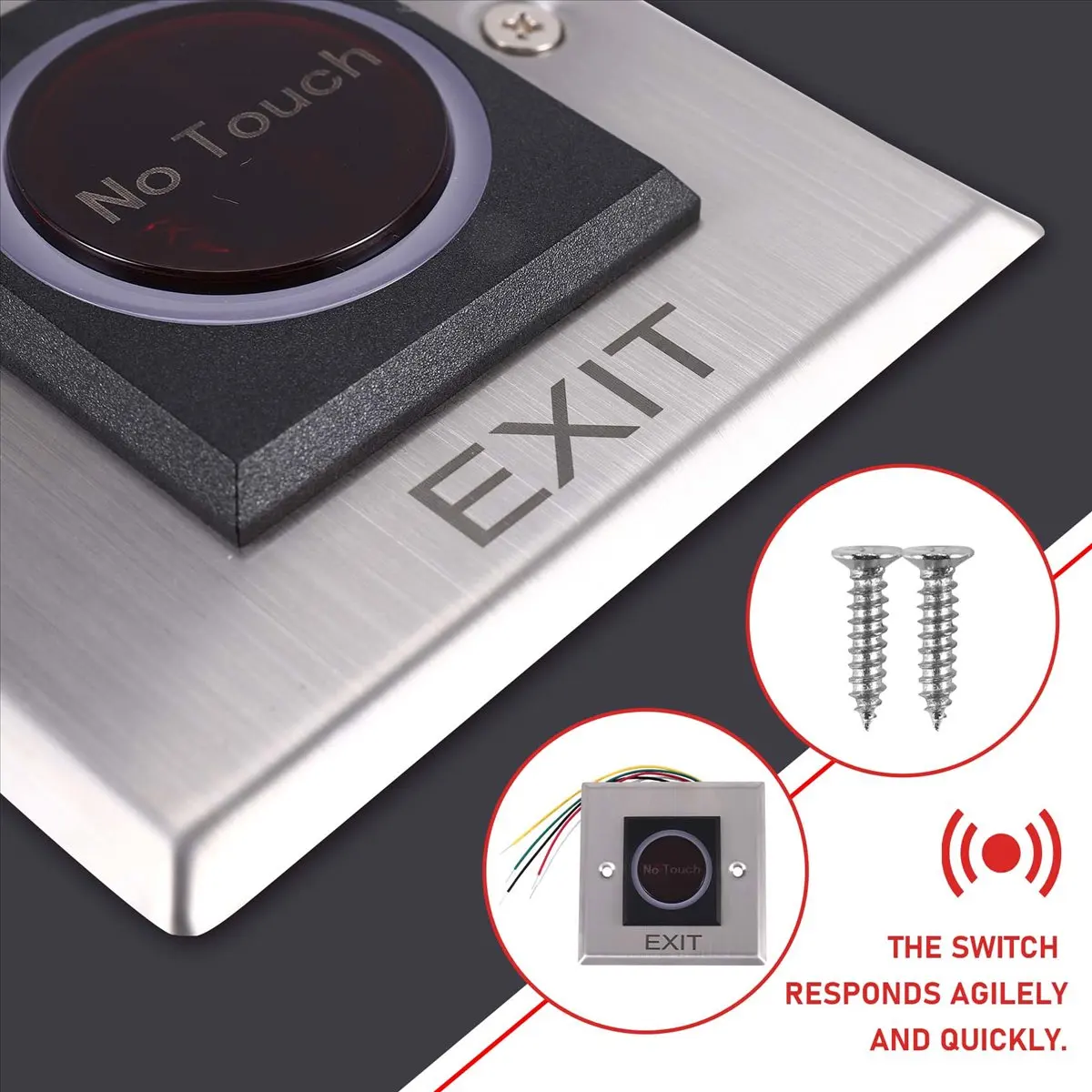 NewABNR Infrared Sensor Switch No Contact Contactless Switches Door Release Exit Button with LED Indication