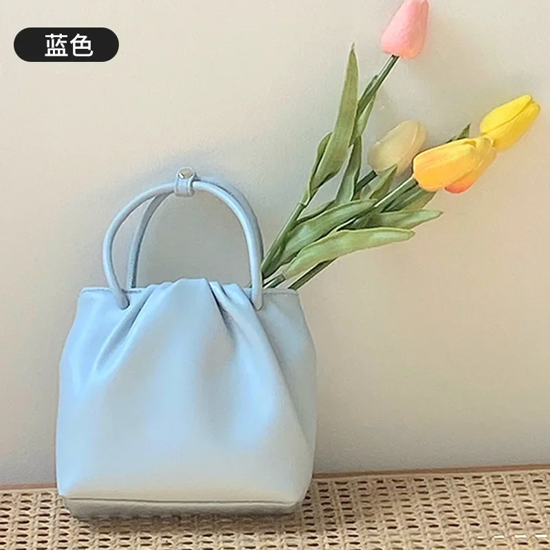 Autumn small fresh sweet handbag women\'s Korean version niche design pleated solid color mini crossbody bag Casual Totehand bag