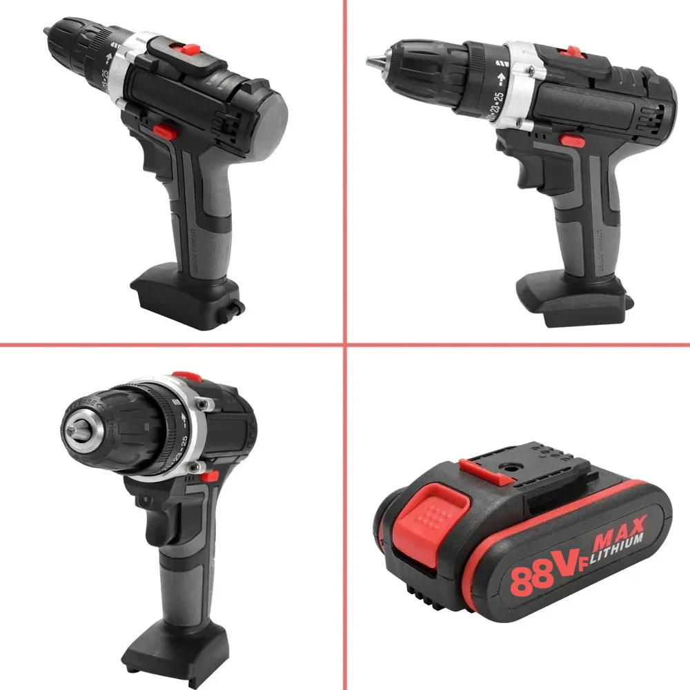 18V 88VF Electric Impact Cordless Drill High-power Lithium Battery Wireless Rechargeable Hand Drill Electric Power Tools