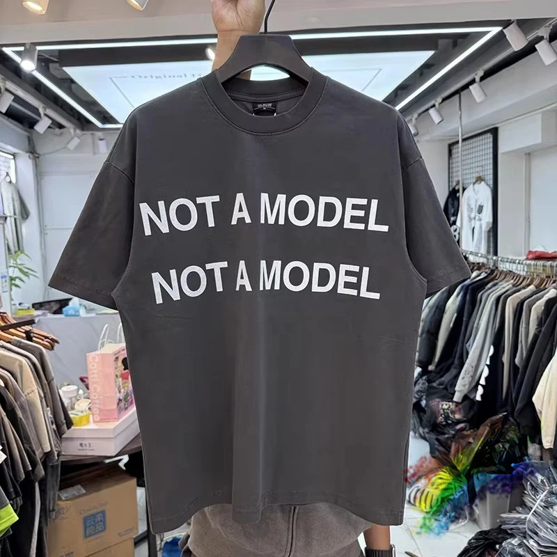 

Washed High street minimalist letter print T Shirt Men Women T-shirt Top Tees