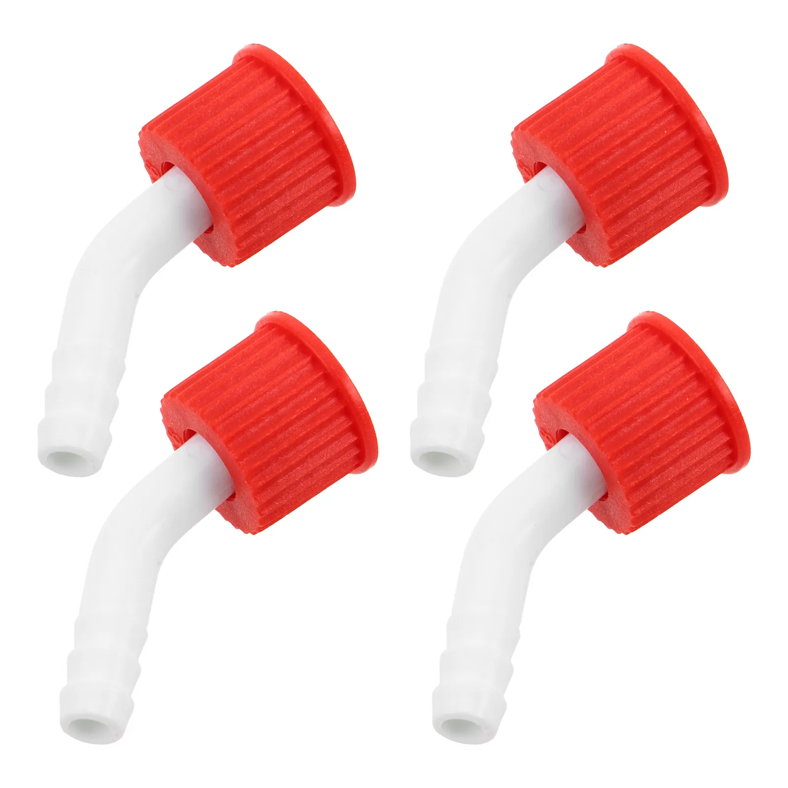 4Pcs Laboratory Adapter Gl18 10Mm Screw Cap Leakproof Reagent Bottle Lid with Curved Spout for Sample Dispensing Plastic