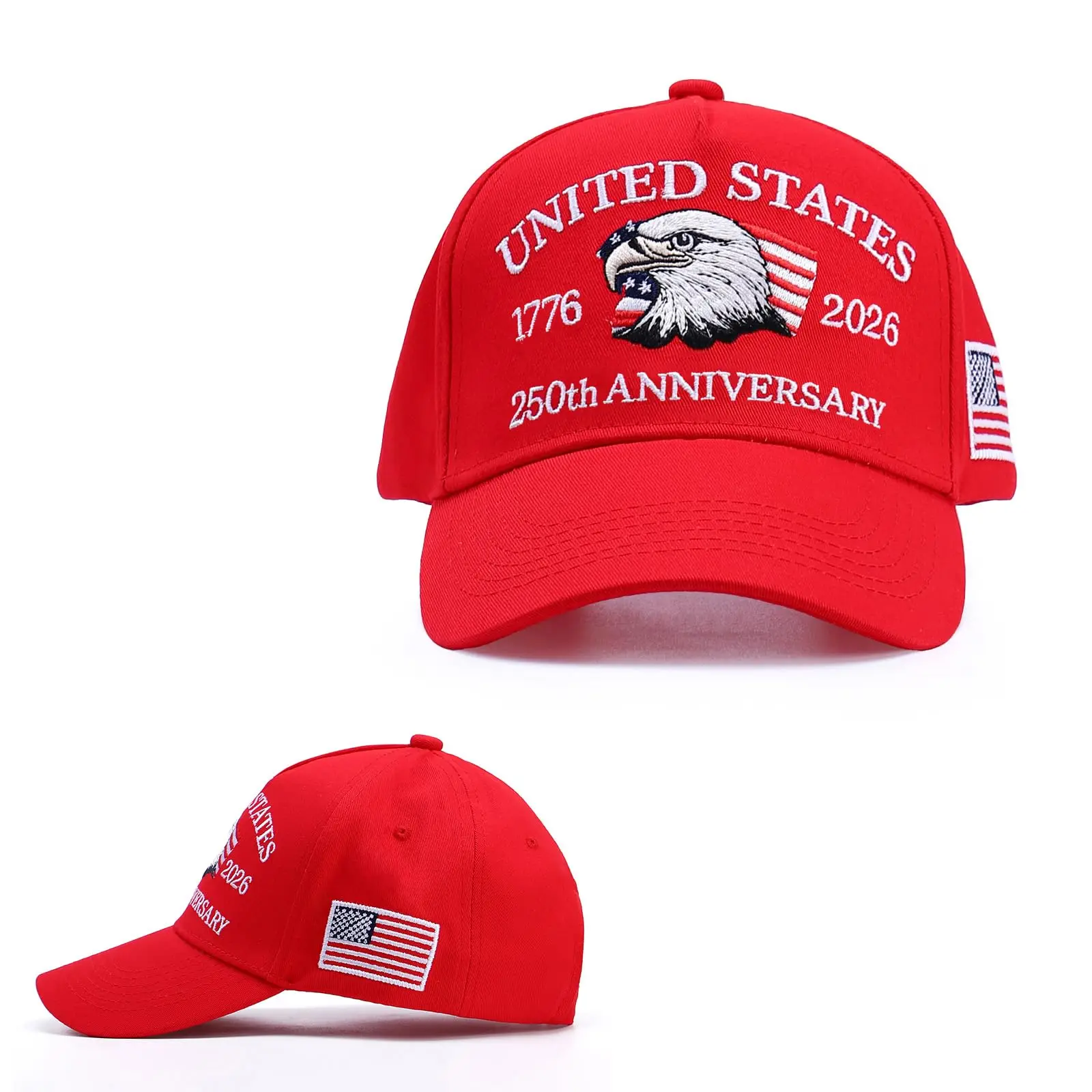 United States 250th Anniversary Baseball Cap Embroidered Eagle American Flag Hat Adjustable Unisex Patriotic Dad Cap 1776–2026