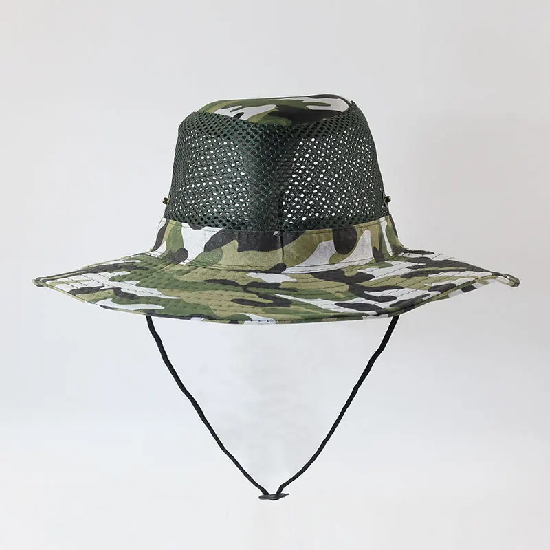 Men Women Summer Camouflage Foldable Sun Fisherman Hat Flanging Wide Brim Big Breathable Mesh Sunscreen Sport Fishing Cap B4