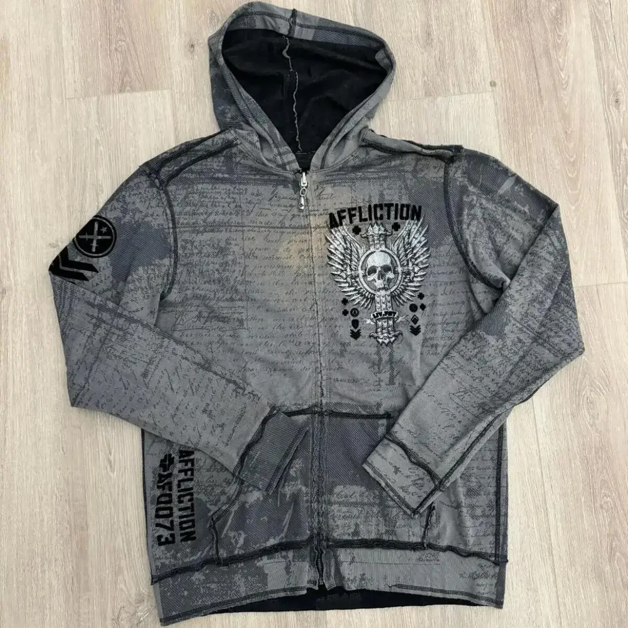 

2000s Affliction Two-color Double-sided Long-sleeved Full-zip Hoodie Oversized Sweatshirt Harajuku Casual Sweatshirt For Men