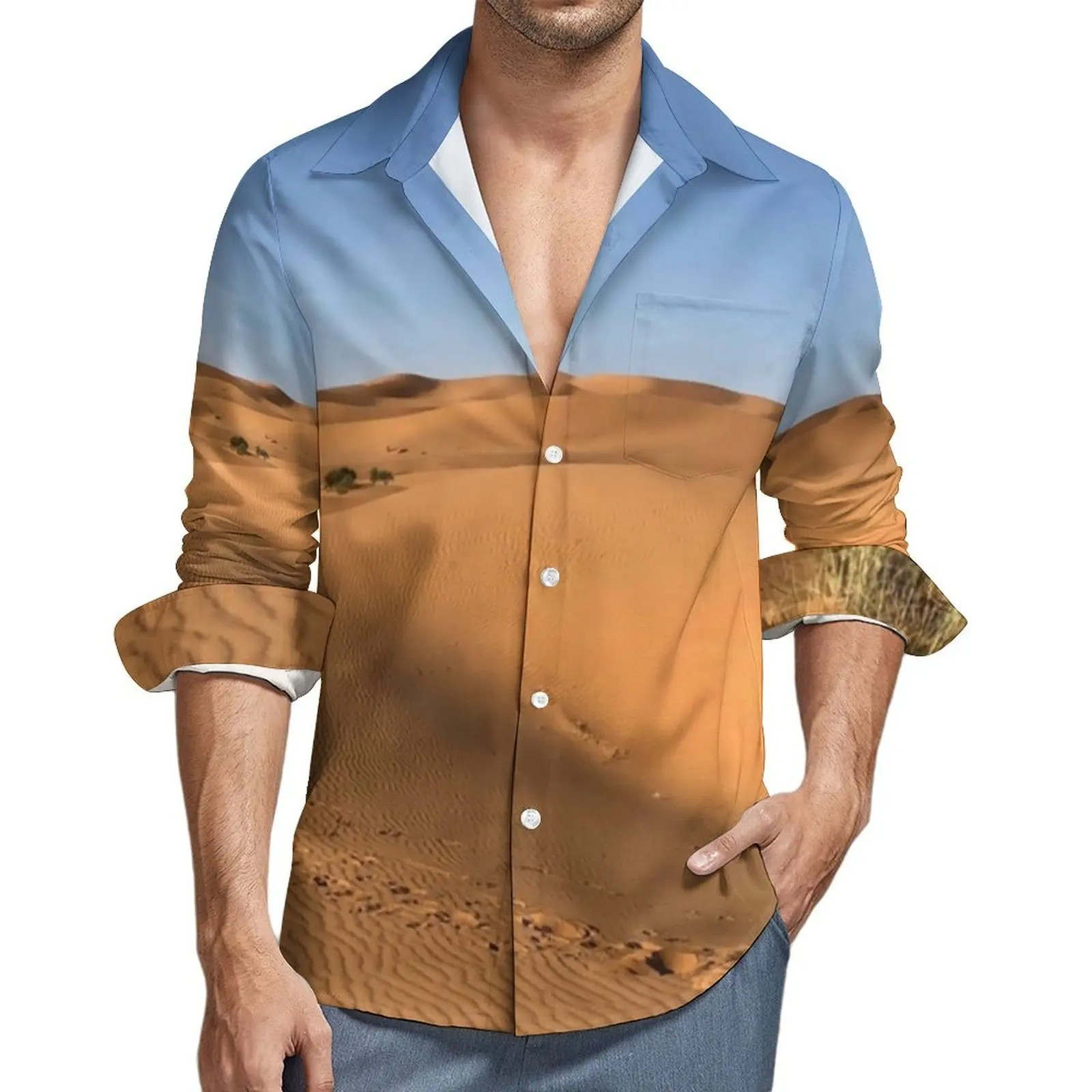 Namib Desert Casual Shirts South Africa Print Vintage Shirt Spring Fashion Oversized Blouse Men Long Sleeve Graphic Clothes Gift