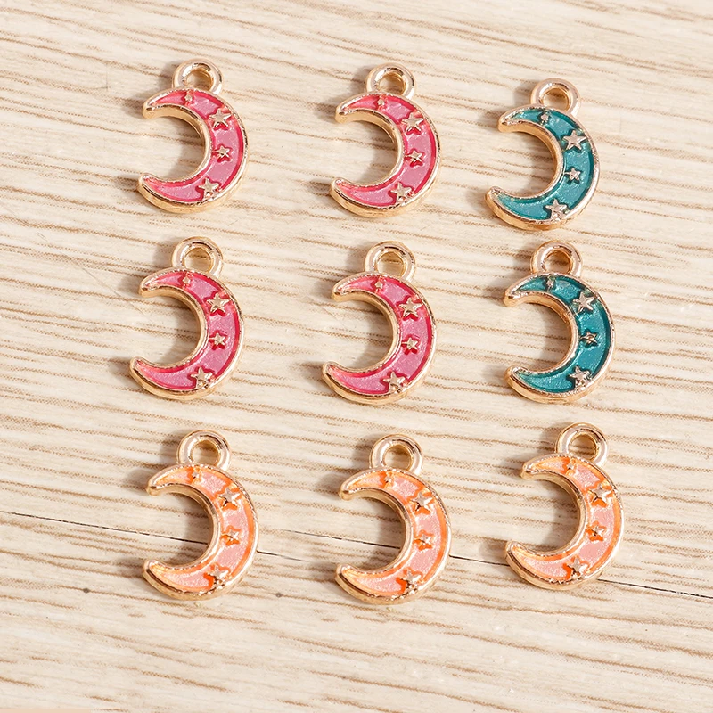 Tusember 10 Stück Emaille Galaxy Planet Mond Stern Charms Anhänger für Halsketten Ohrringe Armbänder DIY Schlüsselanhänger Schmuckzubehör – Detail 11