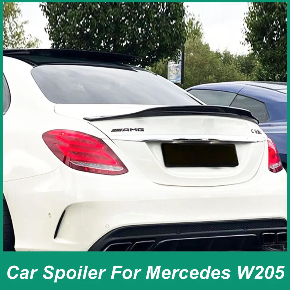 For Mercedes Benz W205 AMG Series 2015-2019 Rear Luggage Lid Spoiler ABS Plastic Black PSM Style Tail Wing Automotive Accessorie