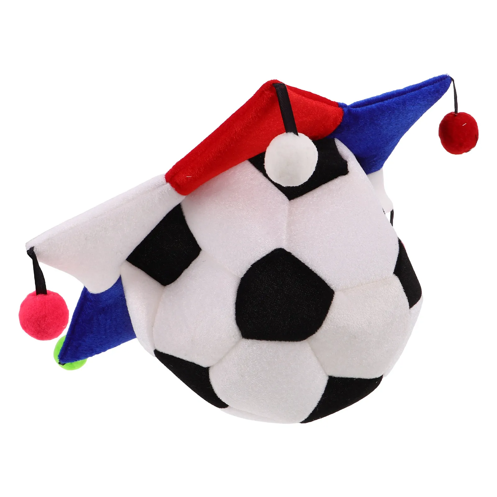 Cappello da festa per tifosi di calcio, design a forma di pallone da calcio, copricapo con visiera per adulti e adolescenti, allegro e traspirante, per celebrazioni sportive.