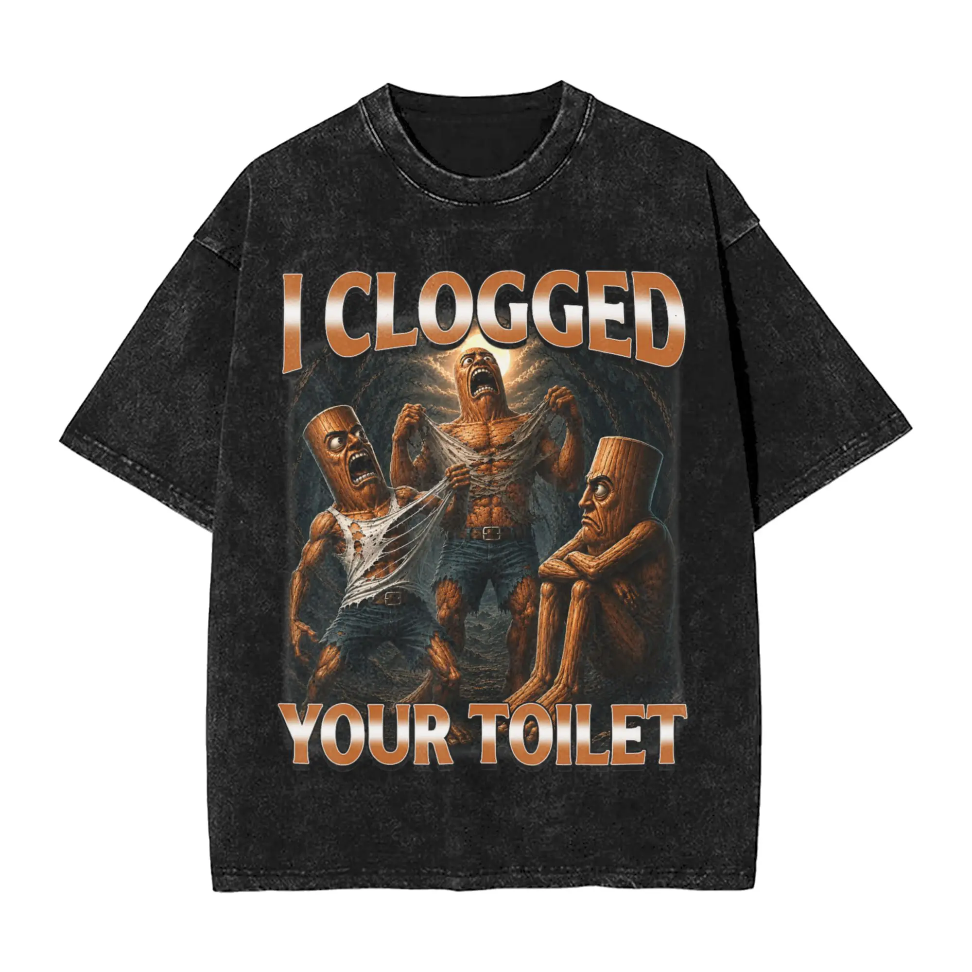 I Clogged Your Toilet Tung Tung Tung Sahur Meme T-Shirts Men  Awesome Cotton Tees O Neck Short Sleeve T Shirt Gift Idea Clothes