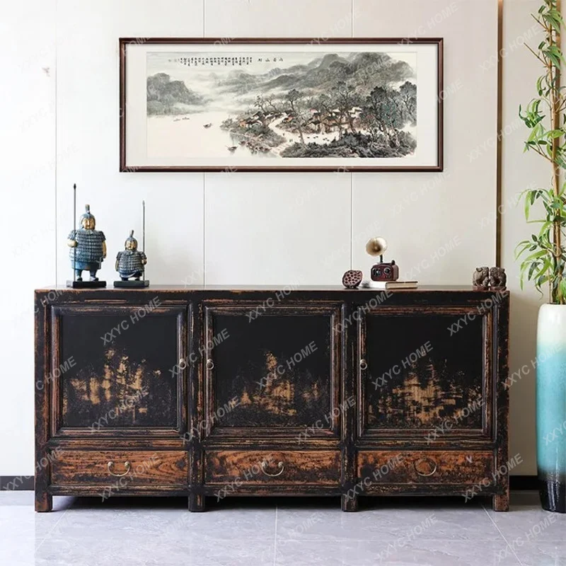 XXRetro and old dining side cabinets Weathered solid wood porch cabinets Homestay storage cabinets Lockers