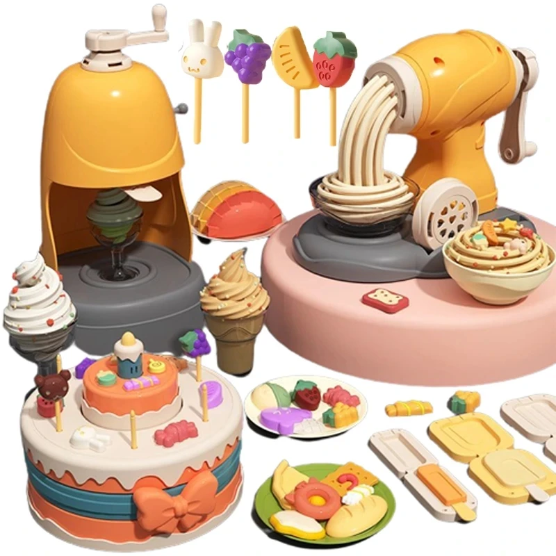 

3D Plasticine Mold Modeling Clay Noodle Maker Diy Plastic Play Dough Tools Sets Toys Ice Cream Color Clay for Kids Birthday Gift