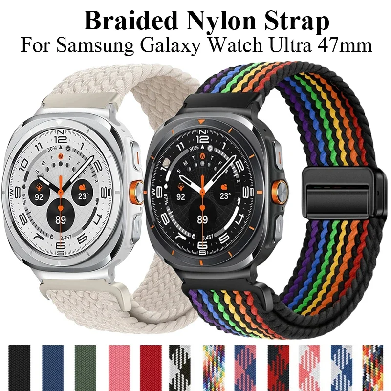 

Плетеный нейлоновый ремешок для Samsung Galaxy Watch Ultra 47 мм, спортивный ремешок, браслет с магнитной петлей для Samsung Galaxy 7 Ultra Band 47 мм