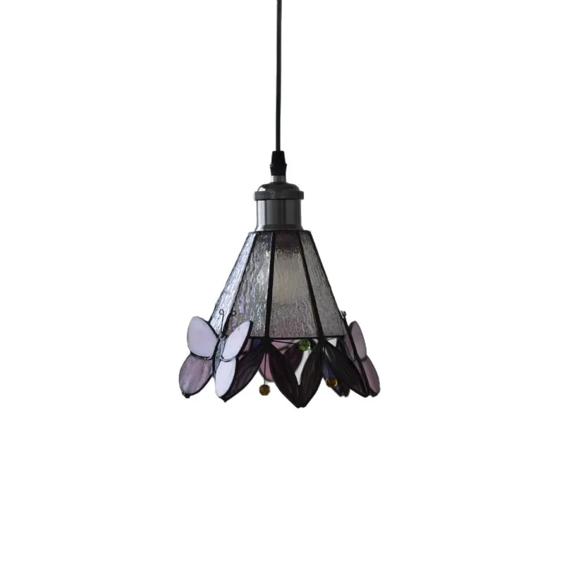 French retro butterfly glass chandelier, bay window cafe entrance art ceiling lamp