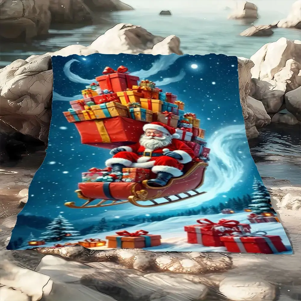 ديكور عيد الميلاد السحري سانتا كلوز ذو مزلقة ذهبية - تمثال جولي سانتا مع هدايا ملفوفة مشرقة، منظر طبيعي ثلجي، وميض #3